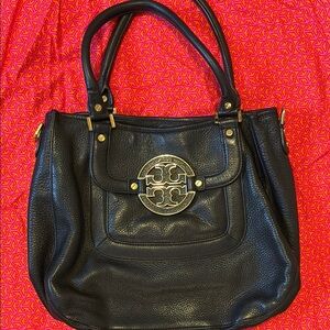 Tory Burch Black Leather Tote Bag
